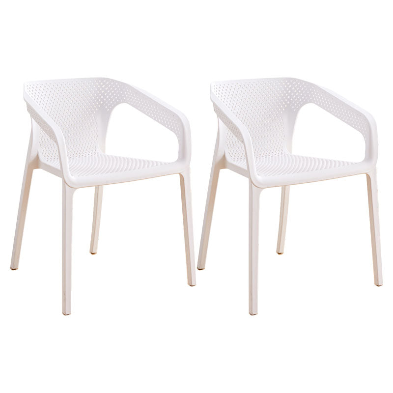 Modern Restaurant Solid Back Arm Chair Matte Finish Plastic Dining Chair White Set of 2 Clearhalo ' kitchen&dining_furn' 'Dining Chairs' 'Dining Tables & Seating' 'dining_chair' 'Furniture' 'furniture_dining_chair' 'Kitchen & Dining Furniture' 'kitchen' 4655458