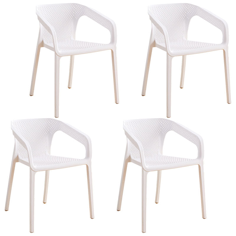 Modern Restaurant Solid Back Arm Chair Matte Finish Plastic Dining Chair White Set of 4 Clearhalo ' kitchen&dining_furn' 'Dining Chairs' 'Dining Tables & Seating' 'dining_chair' 'Furniture' 'furniture_dining_chair' 'Kitchen & Dining Furniture' 'kitchen' 4655459