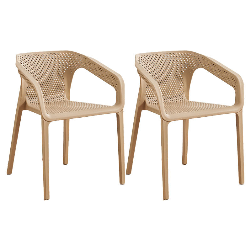 Modern Restaurant Solid Back Arm Chair Matte Finish Plastic Dining Chair Khaki Set of 2 Clearhalo ' kitchen&dining_furn' 'Dining Chairs' 'Dining Tables & Seating' 'dining_chair' 'Furniture' 'furniture_dining_chair' 'Kitchen & Dining Furniture' 'kitchen' 4655462