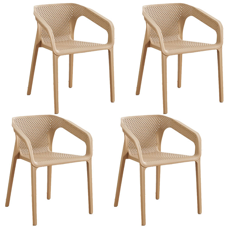 Modern Restaurant Solid Back Arm Chair Matte Finish Plastic Dining Chair Khaki Set of 4 Clearhalo ' kitchen&dining_furn' 'Dining Chairs' 'Dining Tables & Seating' 'dining_chair' 'Furniture' 'furniture_dining_chair' 'Kitchen & Dining Furniture' 'kitchen' 4655463