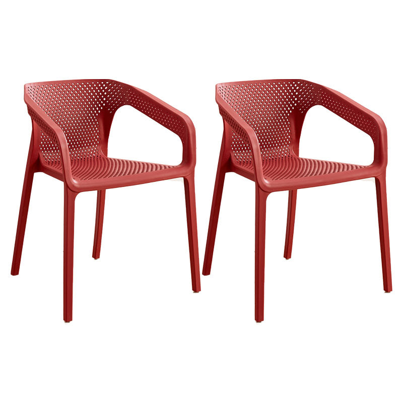 Modern Restaurant Solid Back Arm Chair Matte Finish Plastic Dining Chair Burgundy Set of 2 Clearhalo ' kitchen&dining_furn' 'Dining Chairs' 'Dining Tables & Seating' 'dining_chair' 'Furniture' 'furniture_dining_chair' 'Kitchen & Dining Furniture' 'kitchen' 4655465