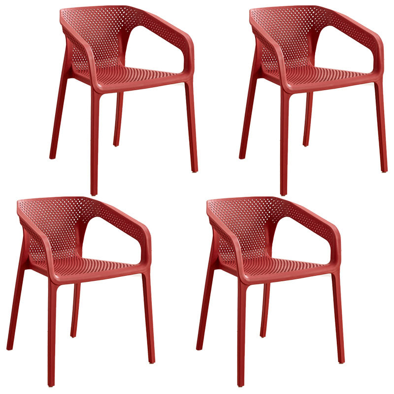 Modern Restaurant Solid Back Arm Chair Matte Finish Plastic Dining Chair Burgundy Set of 4 Clearhalo ' kitchen&dining_furn' 'Dining Chairs' 'Dining Tables & Seating' 'dining_chair' 'Furniture' 'furniture_dining_chair' 'Kitchen & Dining Furniture' 'kitchen' 4655466