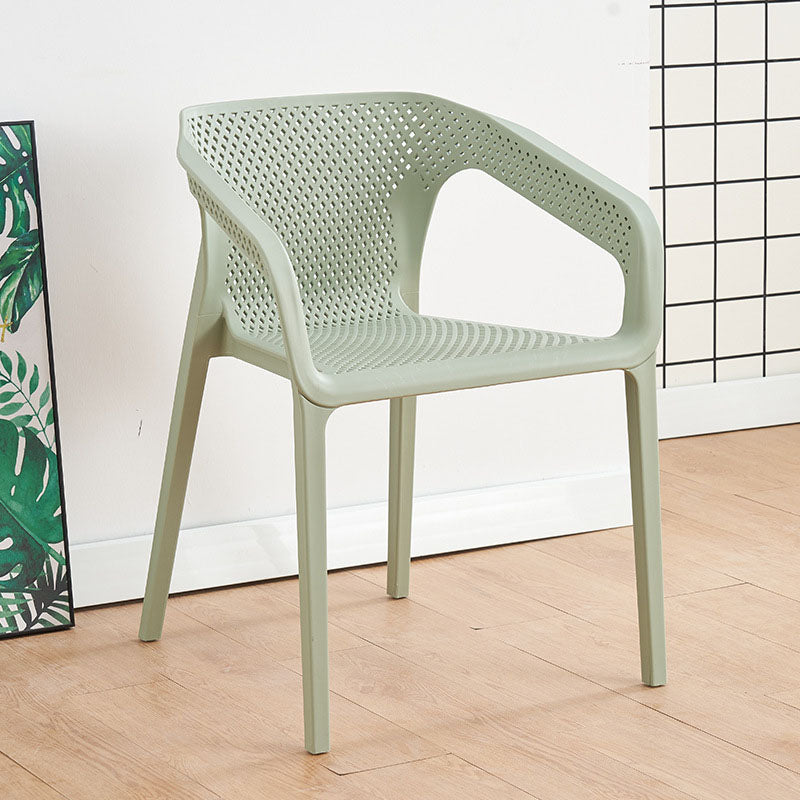 Modern Restaurant Solid Back Arm Chair Matte Finish Plastic Dining Chair Gray-Green 1 Piece Clearhalo ' kitchen&dining_furn' 'Dining Chairs' 'Dining Tables & Seating' 'dining_chair' 'Furniture' 'furniture_dining_chair' 'Kitchen & Dining Furniture' 'kitchen' 4655470