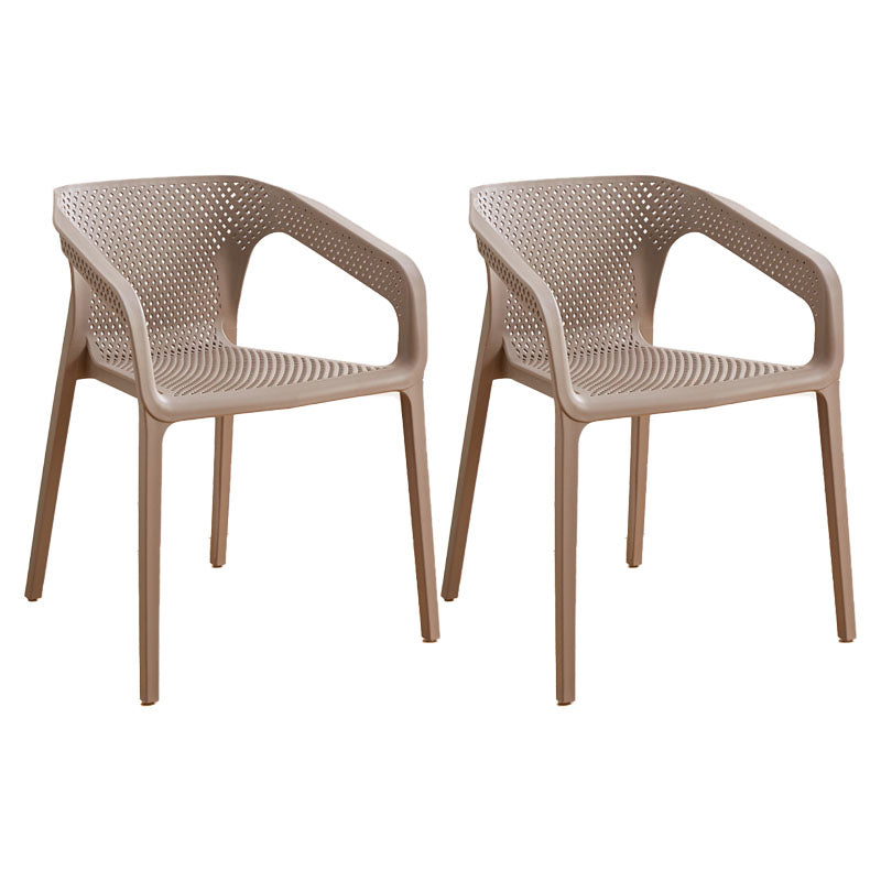 Modern Restaurant Solid Back Arm Chair Matte Finish Plastic Dining Chair Dark Gray Set of 2 Clearhalo ' kitchen&dining_furn' 'Dining Chairs' 'Dining Tables & Seating' 'dining_chair' 'Furniture' 'furniture_dining_chair' 'Kitchen & Dining Furniture' 'kitchen' 4655474