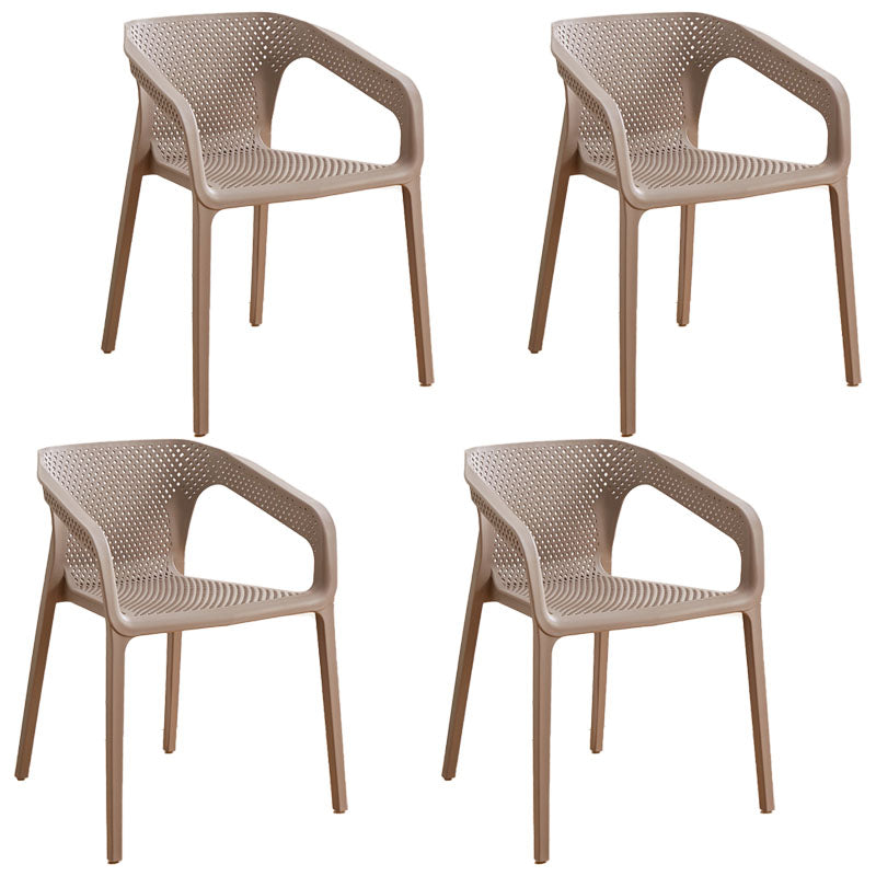 Modern Restaurant Solid Back Arm Chair Matte Finish Plastic Dining Chair Dark Gray Set of 4 Clearhalo ' kitchen&dining_furn' 'Dining Chairs' 'Dining Tables & Seating' 'dining_chair' 'Furniture' 'furniture_dining_chair' 'Kitchen & Dining Furniture' 'kitchen' 4655475