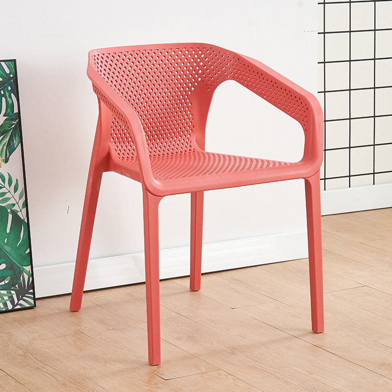 Modern Restaurant Solid Back Arm Chair Matte Finish Plastic Dining Chair Light Red 1 Piece Clearhalo ' kitchen&dining_furn' 'Dining Chairs' 'Dining Tables & Seating' 'dining_chair' 'Furniture' 'furniture_dining_chair' 'Kitchen & Dining Furniture' 'kitchen' 4655479