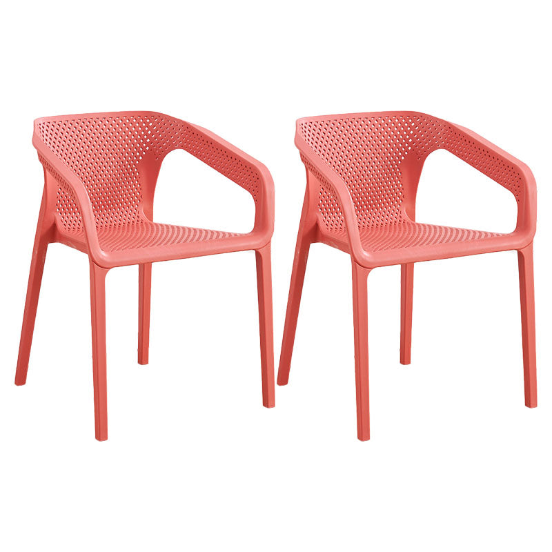 Modern Restaurant Solid Back Arm Chair Matte Finish Plastic Dining Chair Light Red Set of 2 Clearhalo ' kitchen&dining_furn' 'Dining Chairs' 'Dining Tables & Seating' 'dining_chair' 'Furniture' 'furniture_dining_chair' 'Kitchen & Dining Furniture' 'kitchen' 4655480