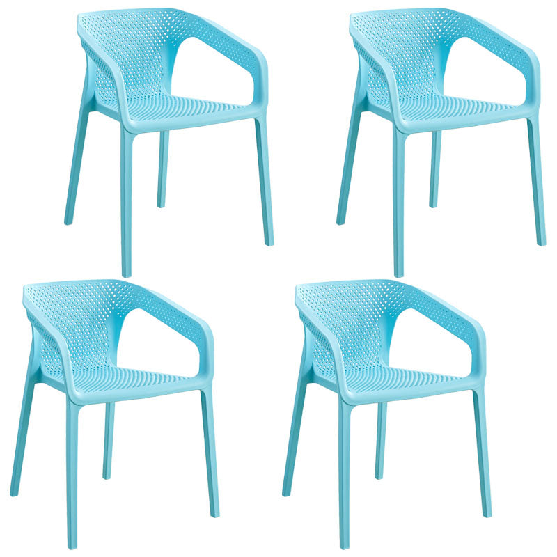 Modern Restaurant Solid Back Arm Chair Matte Finish Plastic Dining Chair Sky Blue Set of 4 Clearhalo ' kitchen&dining_furn' 'Dining Chairs' 'Dining Tables & Seating' 'dining_chair' 'Furniture' 'furniture_dining_chair' 'Kitchen & Dining Furniture' 'kitchen' 4655484
