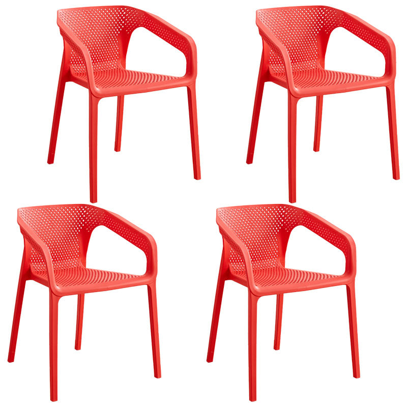 Modern Restaurant Solid Back Arm Chair Matte Finish Plastic Dining Chair Watermelon Red Set of 4 Clearhalo ' kitchen&dining_furn' 'Dining Chairs' 'Dining Tables & Seating' 'dining_chair' 'Furniture' 'furniture_dining_chair' 'Kitchen & Dining Furniture' 'kitchen' 4655487