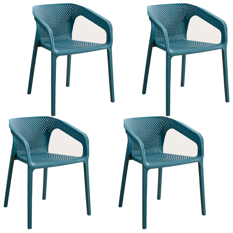 Modern Restaurant Solid Back Arm Chair Matte Finish Plastic Dining Chair Dark Blue Set of 4 Clearhalo ' kitchen&dining_furn' 'Dining Chairs' 'Dining Tables & Seating' 'dining_chair' 'Furniture' 'furniture_dining_chair' 'Kitchen & Dining Furniture' 'kitchen' 4655490