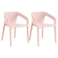 Modern Restaurant Solid Back Arm Chair Matte Finish Plastic Dining Chair Pink Set of 2 Clearhalo ' kitchen&dining_furn' 'Dining Chairs' 'Dining Tables & Seating' 'dining_chair' 'Furniture' 'furniture_dining_chair' 'Kitchen & Dining Furniture' 'kitchen' 4655492