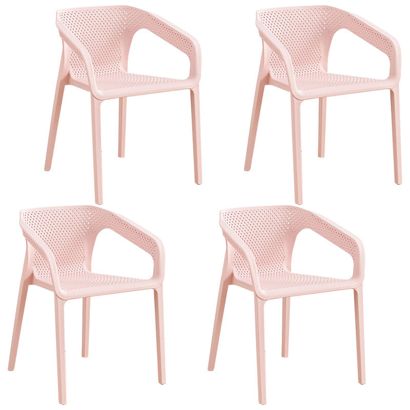 Modern Restaurant Solid Back Arm Chair Matte Finish Plastic Dining Chair Pink Set of 4 Clearhalo ' kitchen&dining_furn' 'Dining Chairs' 'Dining Tables & Seating' 'dining_chair' 'Furniture' 'furniture_dining_chair' 'Kitchen & Dining Furniture' 'kitchen' 4655493