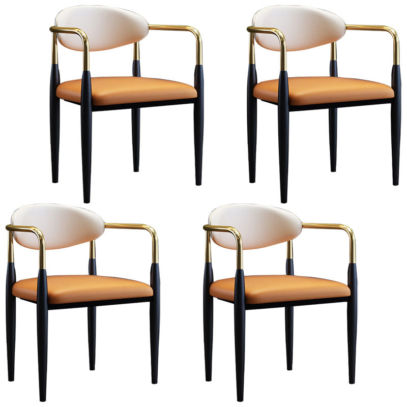 Modern Meeting Room Open Arm Chair Matte Finish Leather Dining Chair Orange 4 Piece Set Clearhalo ' kitchen&dining_furn' 'Dining Chairs' 'Dining Tables & Seating' 'dining_chair' 'furn' 'furn_dining_chair' 'Furniture' 'furniture_dining_chair' 'Kitchen & Dining Furniture' 'kitchen' 4655499