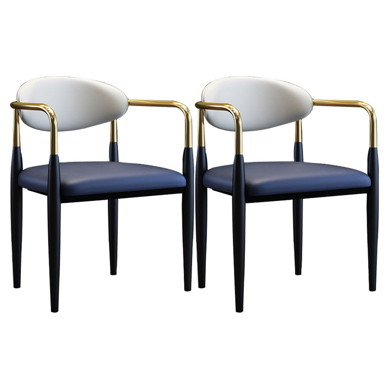 Modern Meeting Room Open Arm Chair Matte Finish Leather Dining Chair Blue 2 Piece Set Clearhalo ' kitchen&dining_furn' 'Dining Chairs' 'Dining Tables & Seating' 'dining_chair' 'furn' 'furn_dining_chair' 'Furniture' 'furniture_dining_chair' 'Kitchen & Dining Furniture' 'kitchen' 4655504