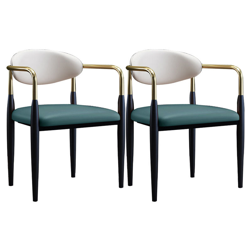 Modern Meeting Room Open Arm Chair Matte Finish Leather Dining Chair Green 2 Piece Set Clearhalo ' kitchen&dining_furn' 'Dining Chairs' 'Dining Tables & Seating' 'dining_chair' 'furn' 'furn_dining_chair' 'Furniture' 'furniture_dining_chair' 'Kitchen & Dining Furniture' 'kitchen' 4655510