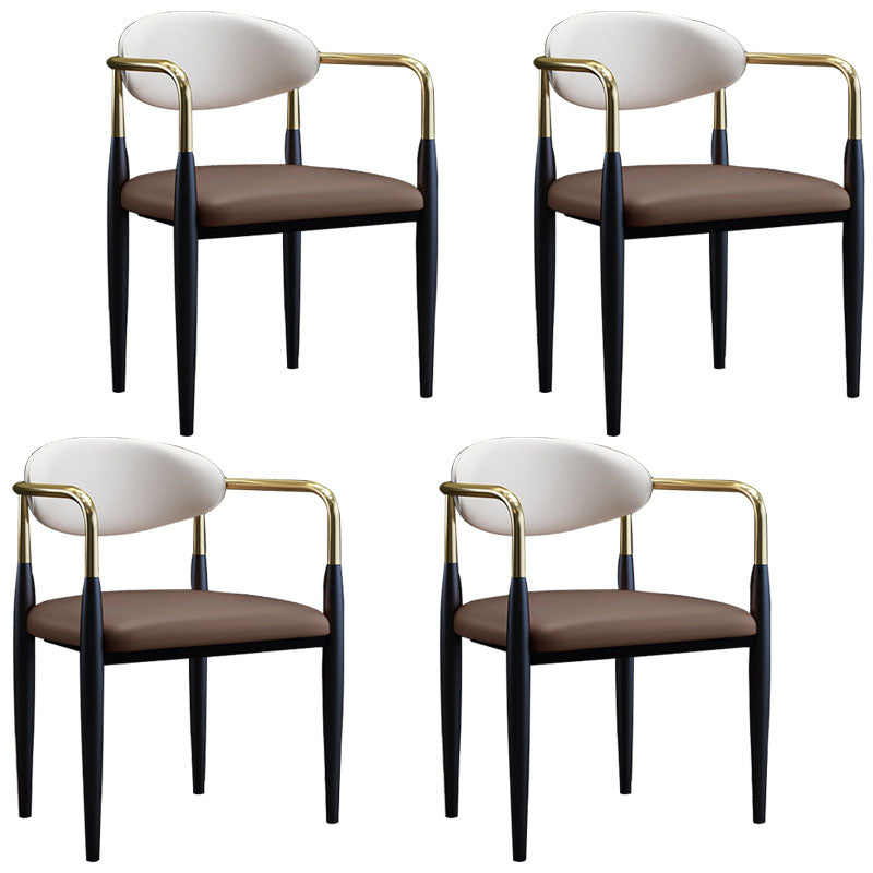 Modern Meeting Room Open Arm Chair Matte Finish Leather Dining Chair Coffee 4 Piece Set Clearhalo ' kitchen&dining_furn' 'Dining Chairs' 'Dining Tables & Seating' 'dining_chair' 'furn' 'furn_dining_chair' 'Furniture' 'furniture_dining_chair' 'Kitchen & Dining Furniture' 'kitchen' 4655516