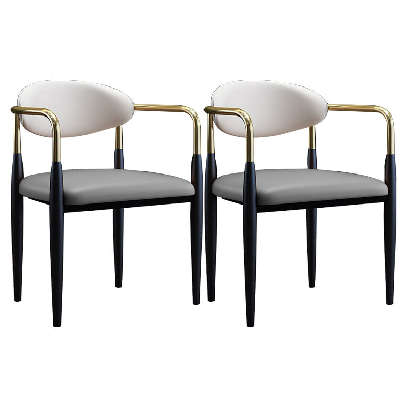 Modern Meeting Room Open Arm Chair Matte Finish Leather Dining Chair Grey 2 Piece Set Clearhalo ' kitchen&dining_furn' 'Dining Chairs' 'Dining Tables & Seating' 'dining_chair' 'furn' 'furn_dining_chair' 'Furniture' 'furniture_dining_chair' 'Kitchen & Dining Furniture' 'kitchen' 4655518