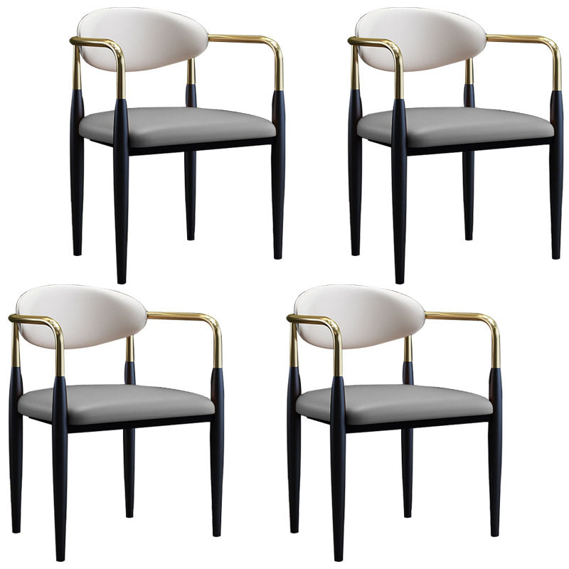 Modern Meeting Room Open Arm Chair Matte Finish Leather Dining Chair Grey 4 Piece Set Clearhalo ' kitchen&dining_furn' 'Dining Chairs' 'Dining Tables & Seating' 'dining_chair' 'furn' 'furn_dining_chair' 'Furniture' 'furniture_dining_chair' 'Kitchen & Dining Furniture' 'kitchen' 4655519