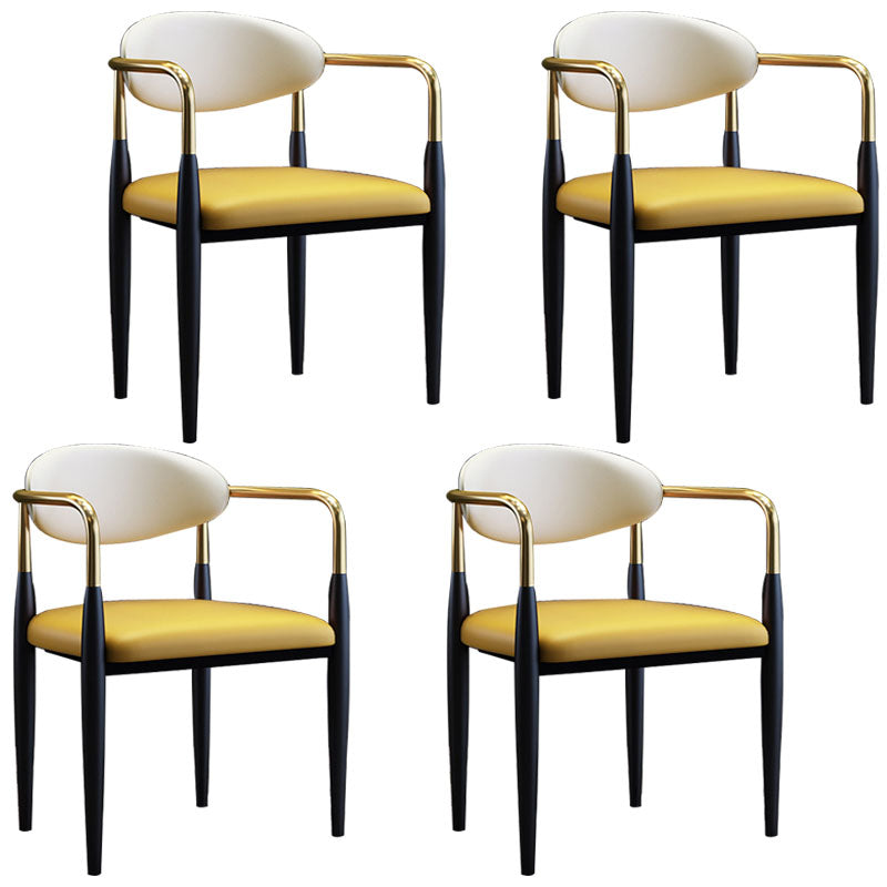 Modern Meeting Room Open Arm Chair Matte Finish Leather Dining Chair Yellow 4 Piece Set Clearhalo ' kitchen&dining_furn' 'Dining Chairs' 'Dining Tables & Seating' 'dining_chair' 'furn' 'furn_dining_chair' 'Furniture' 'furniture_dining_chair' 'Kitchen & Dining Furniture' 'kitchen' 4655522