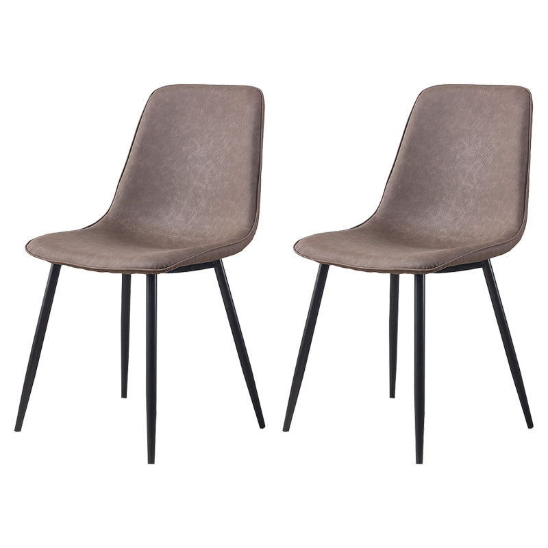 Modern Style Chairs Dining Armless Chair with Metal Legs for Kitchen Dark Brown 2 Piece Set Clearhalo ' kitchen&dining_furn' 'Dining Chairs' 'Dining Tables & Seating' 'dining_chair' 'furn' 'furn_dining_chair' 'Furniture' 'furniture_dining_chair' 'Kitchen & Dining Furniture' 'kitchen' 4655532