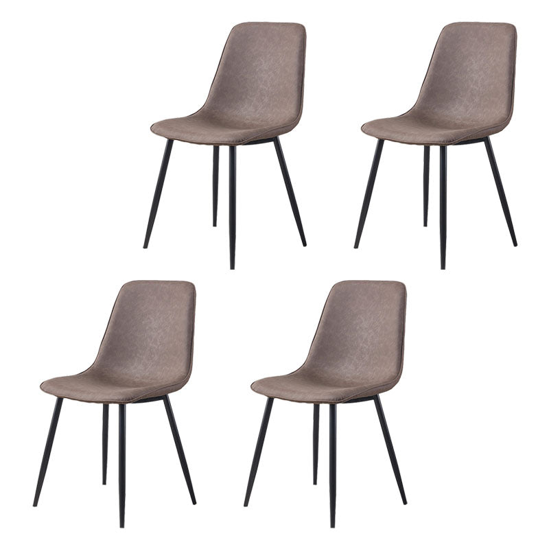 Modern Style Chairs Dining Armless Chair with Metal Legs for Kitchen Dark Brown 4 Piece Set Clearhalo ' kitchen&dining_furn' 'Dining Chairs' 'Dining Tables & Seating' 'dining_chair' 'furn' 'furn_dining_chair' 'Furniture' 'furniture_dining_chair' 'Kitchen & Dining Furniture' 'kitchen' 4655535
