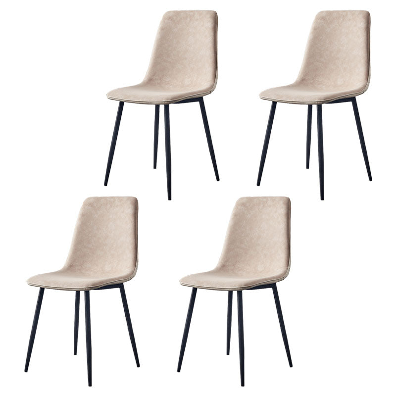 Modern Style Chairs Dining Armless Chair with Metal Legs for Kitchen Light Beige 4 Piece Set Clearhalo ' kitchen&dining_furn' 'Dining Chairs' 'Dining Tables & Seating' 'dining_chair' 'furn' 'furn_dining_chair' 'Furniture' 'furniture_dining_chair' 'Kitchen & Dining Furniture' 'kitchen' 4655547