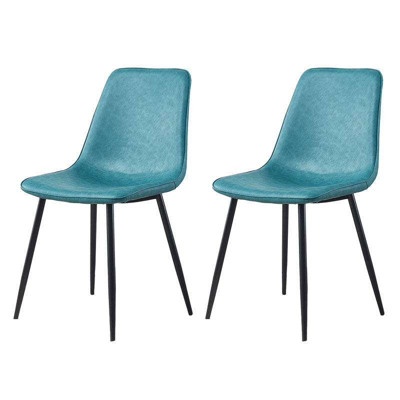 Modern Style Chairs Dining Armless Chair with Metal Legs for Kitchen Peacock Blue 2 Piece Set Clearhalo ' kitchen&dining_furn' 'Dining Chairs' 'Dining Tables & Seating' 'dining_chair' 'furn' 'furn_dining_chair' 'Furniture' 'furniture_dining_chair' 'Kitchen & Dining Furniture' 'kitchen' 4655557