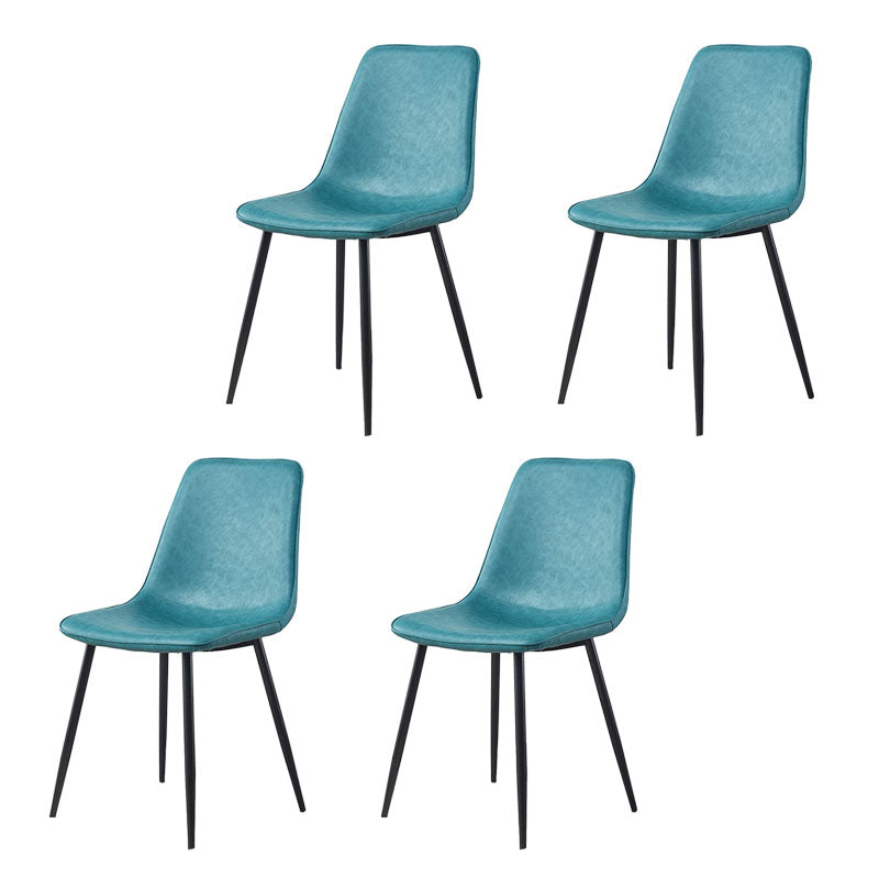 Modern Style Chairs Dining Armless Chair with Metal Legs for Kitchen Peacock Blue 4 Piece Set Clearhalo ' kitchen&dining_furn' 'Dining Chairs' 'Dining Tables & Seating' 'dining_chair' 'furn' 'furn_dining_chair' 'Furniture' 'furniture_dining_chair' 'Kitchen & Dining Furniture' 'kitchen' 4655558