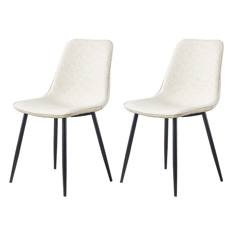Modern Style Chairs Dining Armless Chair with Metal Legs for Kitchen Off-White 2 Piece Set Clearhalo ' kitchen&dining_furn' 'Dining Chairs' 'Dining Tables & Seating' 'dining_chair' 'furn' 'furn_dining_chair' 'Furniture' 'furniture_dining_chair' 'Kitchen & Dining Furniture' 'kitchen' 4655563