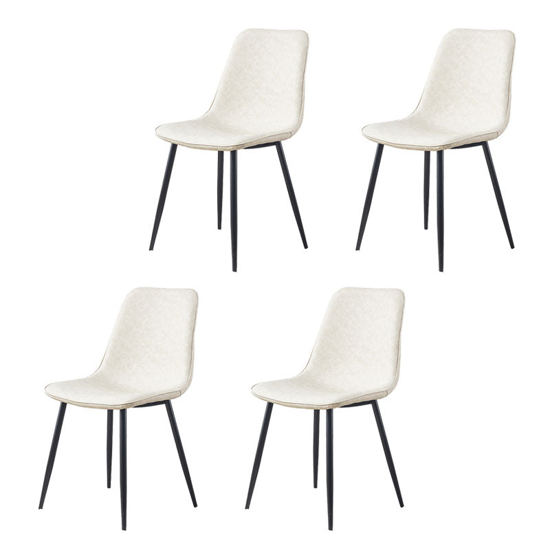 Modern Style Chairs Dining Armless Chair with Metal Legs for Kitchen Off-White 4 Piece Set Clearhalo ' kitchen&dining_furn' 'Dining Chairs' 'Dining Tables & Seating' 'dining_chair' 'furn' 'furn_dining_chair' 'Furniture' 'furniture_dining_chair' 'Kitchen & Dining Furniture' 'kitchen' 4655564