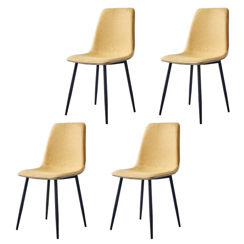 Modern Style Chairs Dining Armless Chair with Metal Legs for Kitchen Yellow 4 Piece Set Clearhalo ' kitchen&dining_furn' 'Dining Chairs' 'Dining Tables & Seating' 'dining_chair' 'furn' 'furn_dining_chair' 'Furniture' 'furniture_dining_chair' 'Kitchen & Dining Furniture' 'kitchen' 4655585