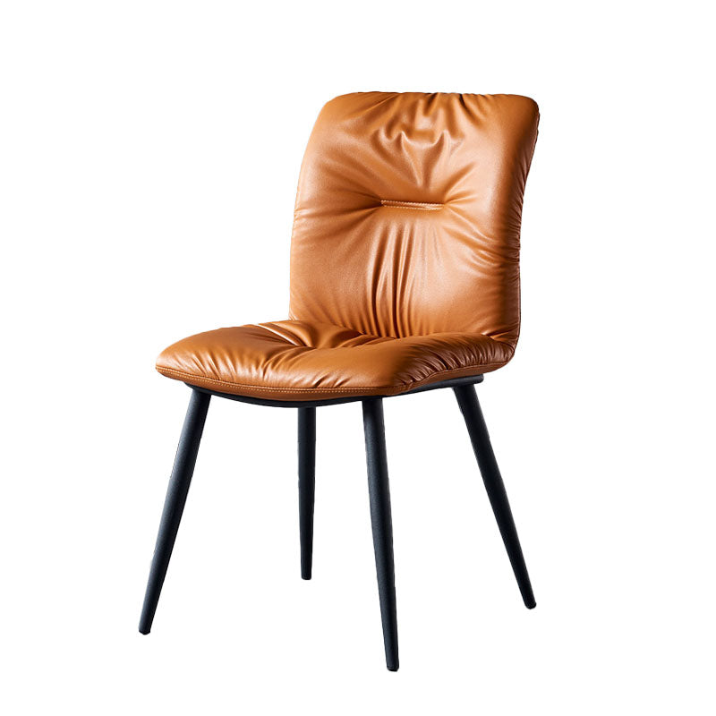 Modern Chair Dining Armless Chair with Metal Legs for Kitchen Orange 1 Piece Clearhalo ' kitchen&dining_furn' 'Dining Chairs' 'Dining Tables & Seating' 'dining_chair' 'furn' 'furn_dining_chair' 'Furniture' 'furniture_dining_chair' 'Kitchen & Dining Furniture' 'kitchen' 4655588