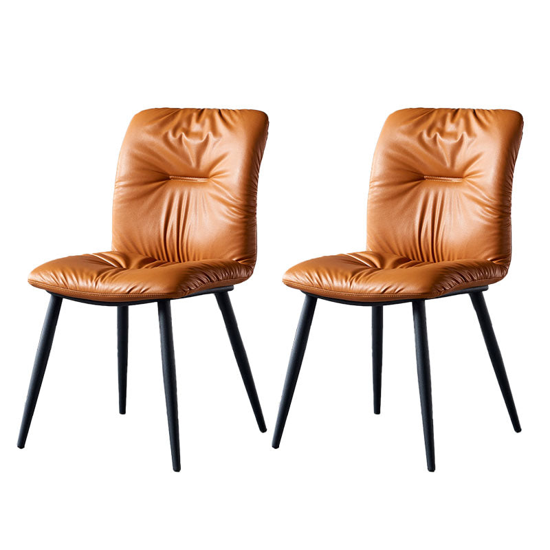 Modern Chair Dining Armless Chair with Metal Legs for Kitchen Orange 2 Piece Set Clearhalo ' kitchen&dining_furn' 'Dining Chairs' 'Dining Tables & Seating' 'dining_chair' 'furn' 'furn_dining_chair' 'Furniture' 'furniture_dining_chair' 'Kitchen & Dining Furniture' 'kitchen' 4655589