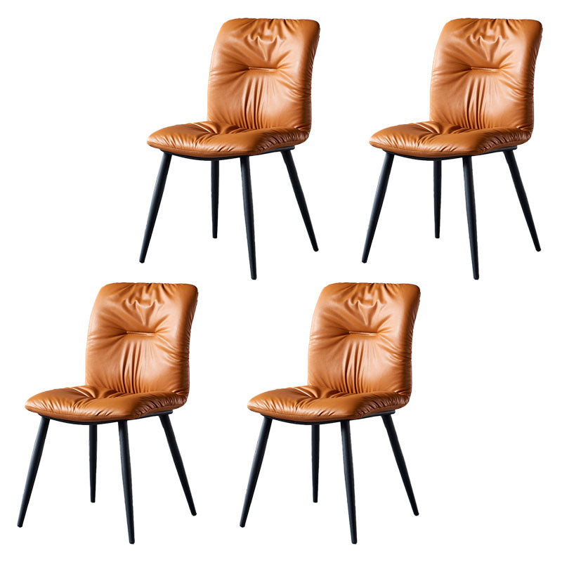Modern Chair Dining Armless Chair with Metal Legs for Kitchen Orange 4 Piece Set Clearhalo ' kitchen&dining_furn' 'Dining Chairs' 'Dining Tables & Seating' 'dining_chair' 'furn' 'furn_dining_chair' 'Furniture' 'furniture_dining_chair' 'Kitchen & Dining Furniture' 'kitchen' 4655591