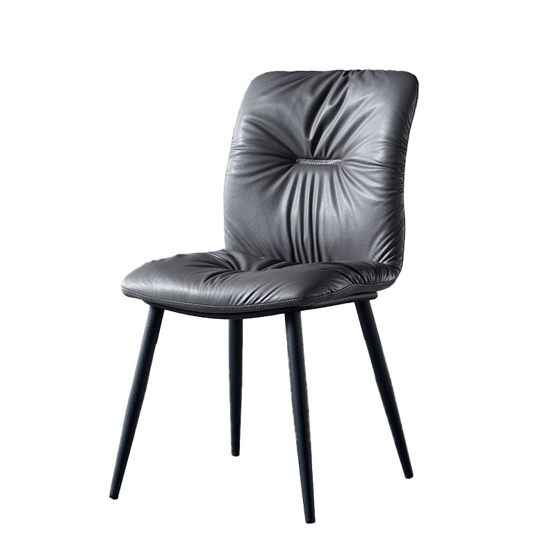 Modern Chair Dining Armless Chair with Metal Legs for Kitchen Dark Gray-White 1 Piece Clearhalo ' kitchen&dining_furn' 'Dining Chairs' 'Dining Tables & Seating' 'dining_chair' 'furn' 'furn_dining_chair' 'Furniture' 'furniture_dining_chair' 'Kitchen & Dining Furniture' 'kitchen' 4655606