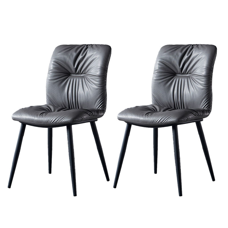 Modern Chair Dining Armless Chair with Metal Legs for Kitchen Dark Gray-White 2 Piece Set Clearhalo ' kitchen&dining_furn' 'Dining Chairs' 'Dining Tables & Seating' 'dining_chair' 'furn' 'furn_dining_chair' 'Furniture' 'furniture_dining_chair' 'Kitchen & Dining Furniture' 'kitchen' 4655608