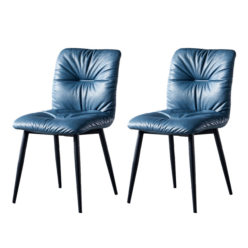 Modern Chair Dining Armless Chair with Metal Legs for Kitchen Dark Blue 2 Piece Set Clearhalo ' kitchen&dining_furn' 'Dining Chairs' 'Dining Tables & Seating' 'dining_chair' 'furn' 'furn_dining_chair' 'Furniture' 'furniture_dining_chair' 'Kitchen & Dining Furniture' 'kitchen' 4655612
