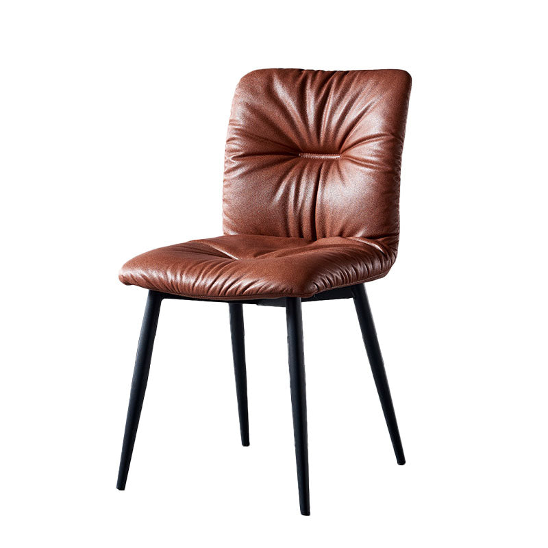 Modern Chair Dining Armless Chair with Metal Legs for Kitchen Brown 1 Piece Clearhalo ' kitchen&dining_furn' 'Dining Chairs' 'Dining Tables & Seating' 'dining_chair' 'furn' 'furn_dining_chair' 'Furniture' 'furniture_dining_chair' 'Kitchen & Dining Furniture' 'kitchen' 4655614