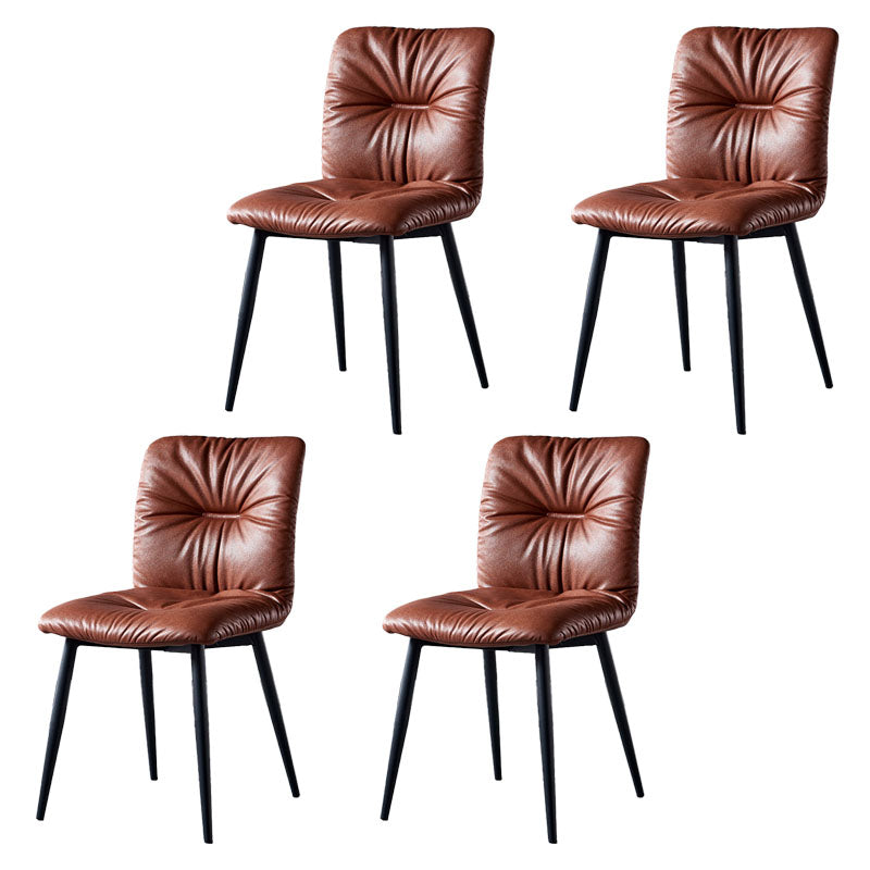 Modern Chair Dining Armless Chair with Metal Legs for Kitchen Brown 4 Piece Set Clearhalo ' kitchen&dining_furn' 'Dining Chairs' 'Dining Tables & Seating' 'dining_chair' 'furn' 'furn_dining_chair' 'Furniture' 'furniture_dining_chair' 'Kitchen & Dining Furniture' 'kitchen' 4655616