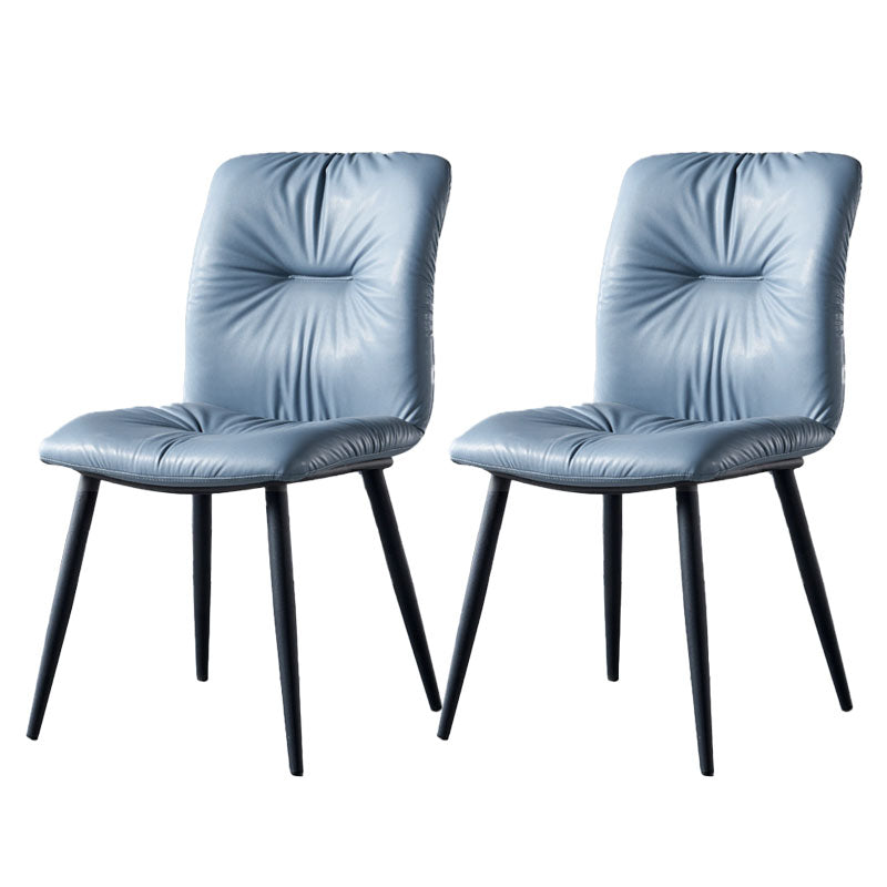 Modern Chair Dining Armless Chair with Metal Legs for Kitchen Blue 2 Piece Set Clearhalo ' kitchen&dining_furn' 'Dining Chairs' 'Dining Tables & Seating' 'dining_chair' 'furn' 'furn_dining_chair' 'Furniture' 'furniture_dining_chair' 'Kitchen & Dining Furniture' 'kitchen' 4655618