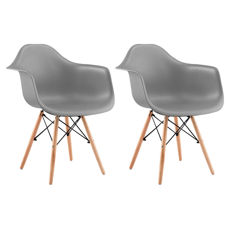 Modern Chairs Dining Arm Chairs with Wooden Legs for Kitchen Grey Set of 2 Clearhalo ' kitchen&dining_furn' 'Dining Chairs' 'Dining Tables & Seating' 'dining_chair' 'Furniture' 'furniture_dining_chair' 'Kitchen & Dining Furniture' 'kitchen' 4655629