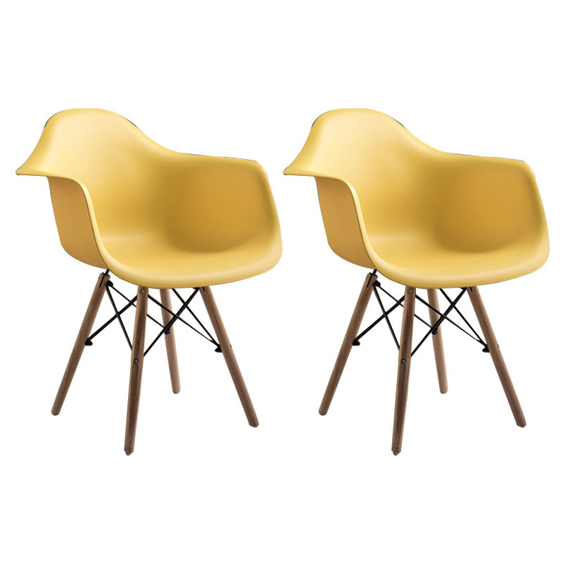 Modern Chairs Dining Arm Chairs with Wooden Legs for Kitchen Yellow Set of 2 Clearhalo ' kitchen&dining_furn' 'Dining Chairs' 'Dining Tables & Seating' 'dining_chair' 'Furniture' 'furniture_dining_chair' 'Kitchen & Dining Furniture' 'kitchen' 4655634