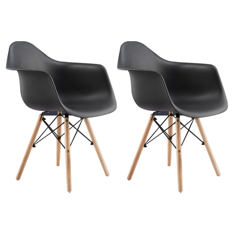 Modern Chairs Dining Arm Chairs with Wooden Legs for Kitchen Black Set of 2 Clearhalo ' kitchen&dining_furn' 'Dining Chairs' 'Dining Tables & Seating' 'dining_chair' 'Furniture' 'furniture_dining_chair' 'Kitchen & Dining Furniture' 'kitchen' 4655636