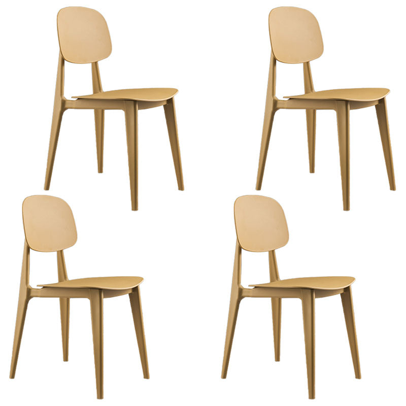 Modern Chair Dining Armless Chair with Plastic Legs for Kitchen Yellow 4 Piece Set Clearhalo ' kitchen&dining_furn' 'Dining Chairs' 'Dining Tables & Seating' 'dining_chair' 'furn' 'furn_dining_chair' 'Furniture' 'furniture_dining_chair' 'Kitchen & Dining Furniture' 'kitchen' 4655646