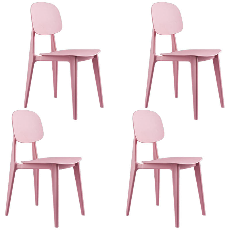 Modern Chair Dining Armless Chair with Plastic Legs for Kitchen Pink 4 Piece Set Clearhalo ' kitchen&dining_furn' 'Dining Chairs' 'Dining Tables & Seating' 'dining_chair' 'furn' 'furn_dining_chair' 'Furniture' 'furniture_dining_chair' 'Kitchen & Dining Furniture' 'kitchen' 4655661