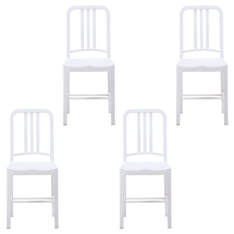 Modern Home Slat Back Side Chair Matte Finish Plastic Dining Chair White 4 Piece Set Clearhalo ' kitchen&dining_furn' 'Dining Chairs' 'Dining Tables & Seating' 'dining_chair' 'furn' 'furn_dining_chair' 'Furniture' 'furniture_dining_chair' 'Kitchen & Dining Furniture' 'kitchen' 4655666