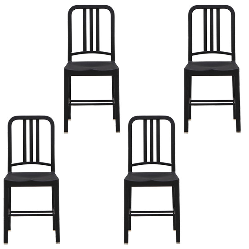 Modern Home Slat Back Side Chair Matte Finish Plastic Dining Chair Black 4 Piece Set Clearhalo ' kitchen&dining_furn' 'Dining Chairs' 'Dining Tables & Seating' 'dining_chair' 'furn' 'furn_dining_chair' 'Furniture' 'furniture_dining_chair' 'Kitchen & Dining Furniture' 'kitchen' 4655667