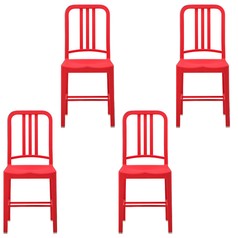 Modern Home Slat Back Side Chair Matte Finish Plastic Dining Chair Red 4 Piece Set Clearhalo ' kitchen&dining_furn' 'Dining Chairs' 'Dining Tables & Seating' 'dining_chair' 'furn' 'furn_dining_chair' 'Furniture' 'furniture_dining_chair' 'Kitchen & Dining Furniture' 'kitchen' 4655669