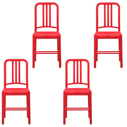 Modern Home Slat Back Side Chair Matte Finish Plastic Dining Chair Red 4 Piece Set Clearhalo ' kitchen&dining_furn' 'Dining Chairs' 'Dining Tables & Seating' 'dining_chair' 'furn' 'furn_dining_chair' 'Furniture' 'furniture_dining_chair' 'Kitchen & Dining Furniture' 'kitchen' 4655669