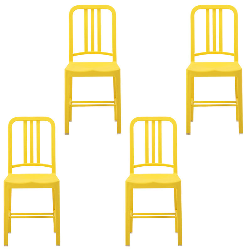 Modern Home Slat Back Side Chair Matte Finish Plastic Dining Chair Yellow 4 Piece Set Clearhalo ' kitchen&dining_furn' 'Dining Chairs' 'Dining Tables & Seating' 'dining_chair' 'furn' 'furn_dining_chair' 'Furniture' 'furniture_dining_chair' 'Kitchen & Dining Furniture' 'kitchen' 4655673